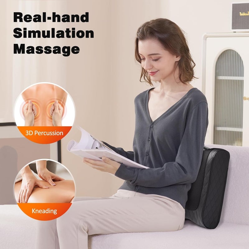 Boriwat Back Massager with Heat, Percussion & Shiatsu 2-in-1 Massager for Lower Back Pain Relief, 3D Deep Tissue Kneading Massage Pillow for Back, Waist, Leg, Foot Relax, Gifts for Women Men - Image 2